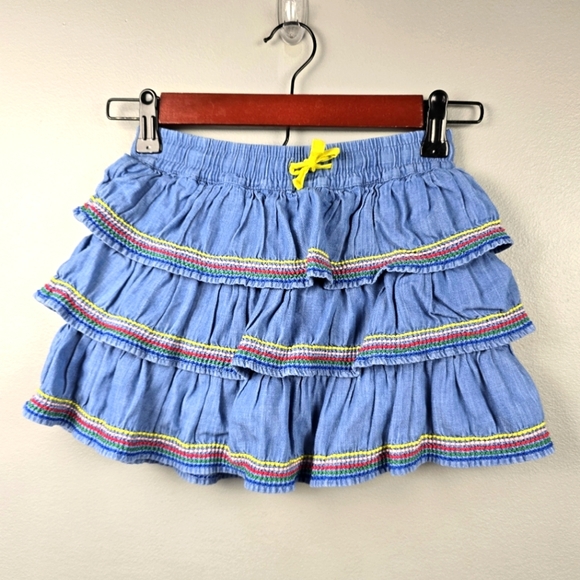 MINI BODEN Ruffle Tiered‎ Woven Skort Multi-color Rainbow Girls Size 6-7 Years - Picture 2 of 8